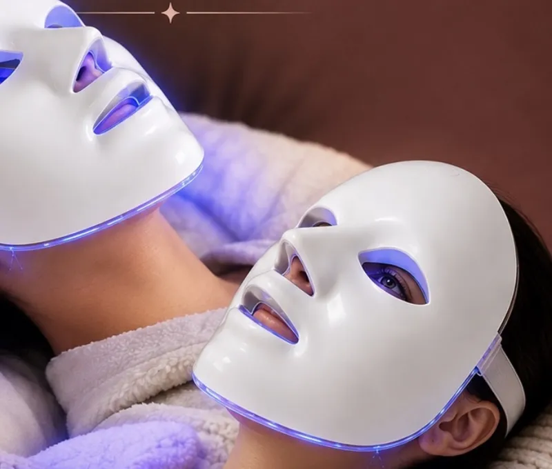 Máscara facial LED con luz azul