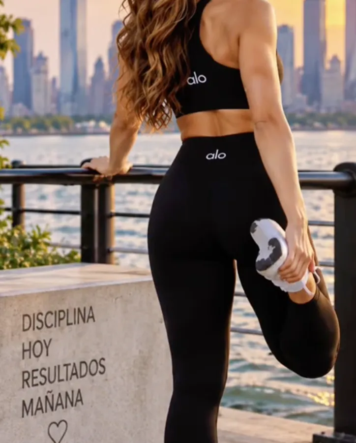 Conjunto deportivo negro de top y leggings